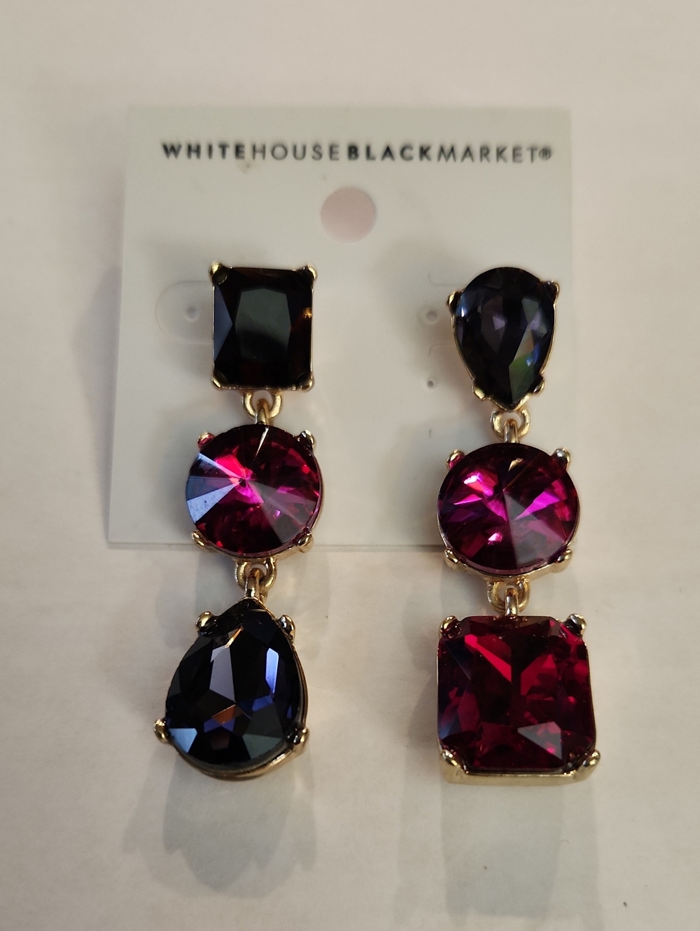 White House Black Market Fuchsia & Deep Blue Multi-Gem Drop Earrings